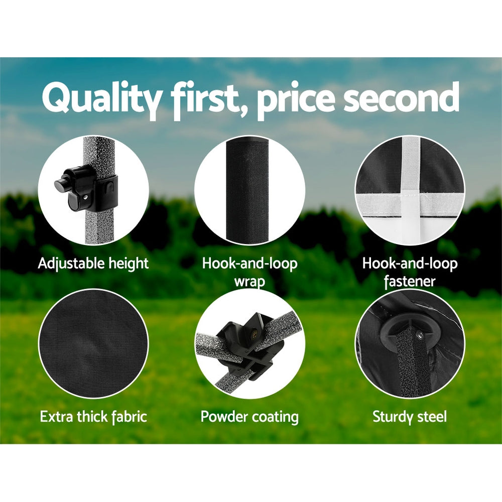 Canopies & Gazebos: Instahut Gazebo Pop Up Marquee 3x3 Folding 500D Wedding Tent Base Pod Black