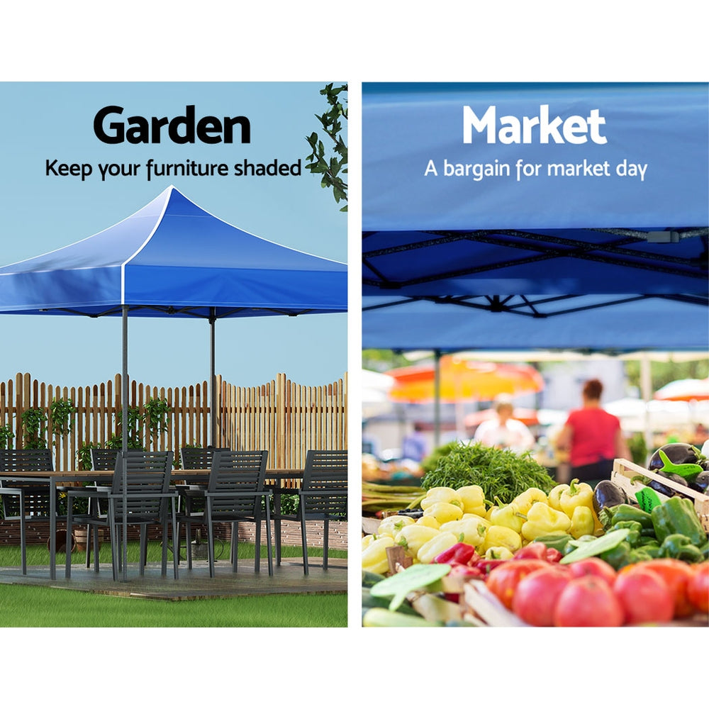 Canopies & Gazebos: Instahut Gazebo Pop Up Marquee 3x3 Folding Tent Outdoor Camping 500D Oxford Blue