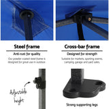 Instahut Gazebo Pop Up Marquee 3x3 Folding Tent Outdoor Camping 500D Oxford Blue