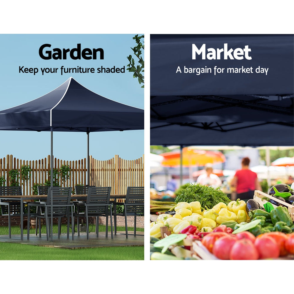 Canopies & Gazebos: Instahut Gazebo Pop Up Marquee 3x3m Folding Tent Wedding Outdoor Camping Canopy Gazebos Shade Navy