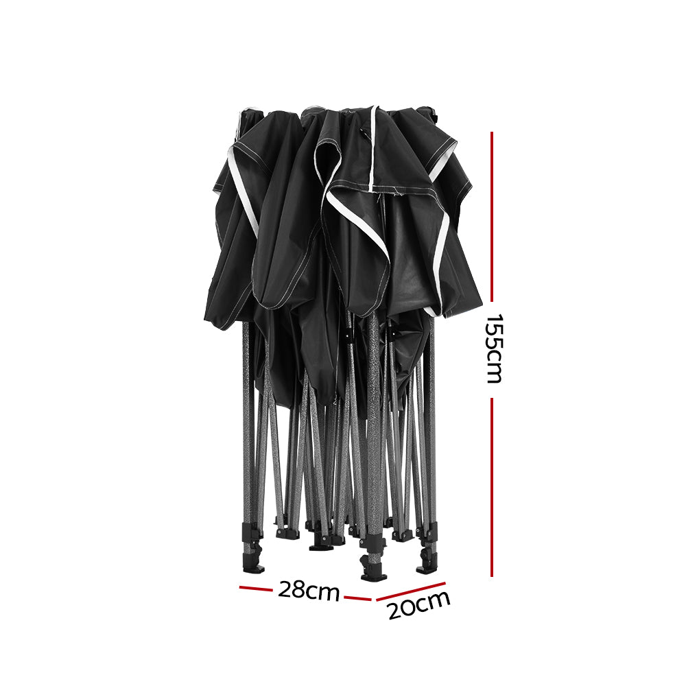 Canopies & Gazebos: Instahut Gazebo Pop Up Marquee 3x4.5 Folding Tent 500D Wedding Camping Black