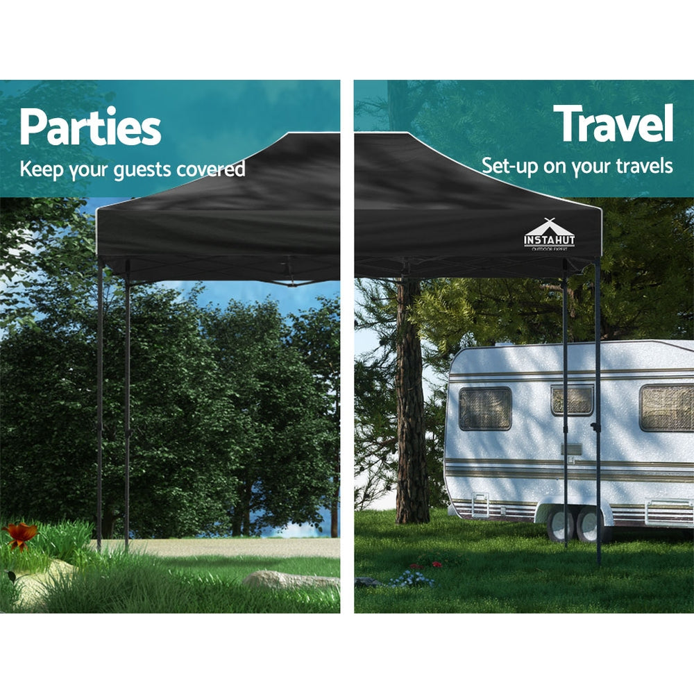 Canopies & Gazebos: Instahut Gazebo Pop Up Marquee 3x4.5 Folding Tent 500D Wedding Camping Black