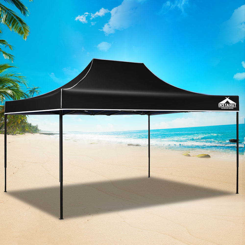 Canopies & Gazebos: Instahut Gazebo Pop Up Marquee 3x4.5 Folding Tent 500D Wedding Camping Black