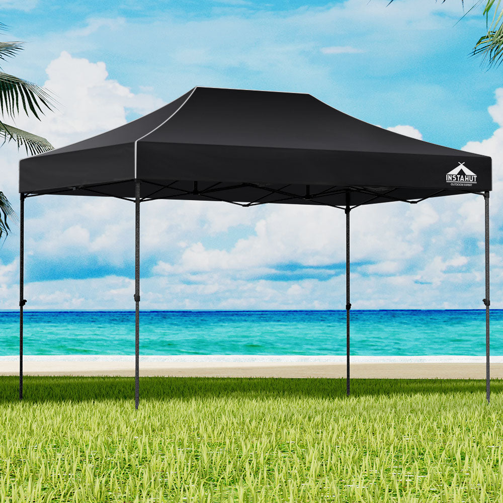 Canopies & Gazebos: Instahut Gazebo Pop Up Marquee 3x4.5 Folding Tent 500D Wedding Camping Black