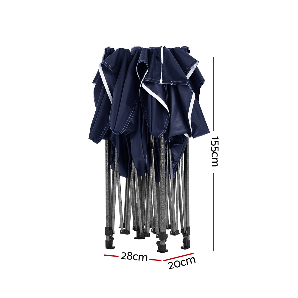 Canopies & Gazebos: Instahut Gazebo Pop Up Marquee 3x4.5m Folding Tent Camping 500D Oxford Navy
