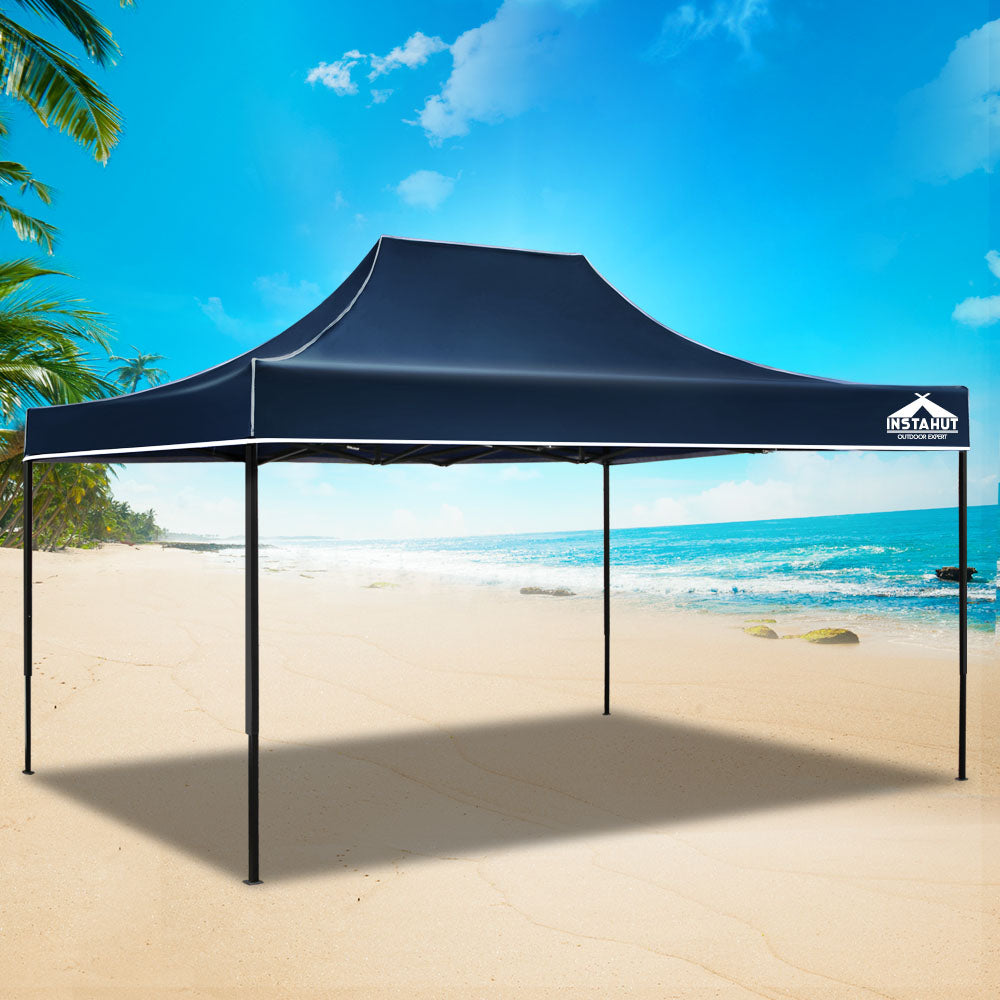 Canopies & Gazebos: Instahut Gazebo Pop Up Marquee 3x4.5m Folding Tent Camping 500D Oxford Navy