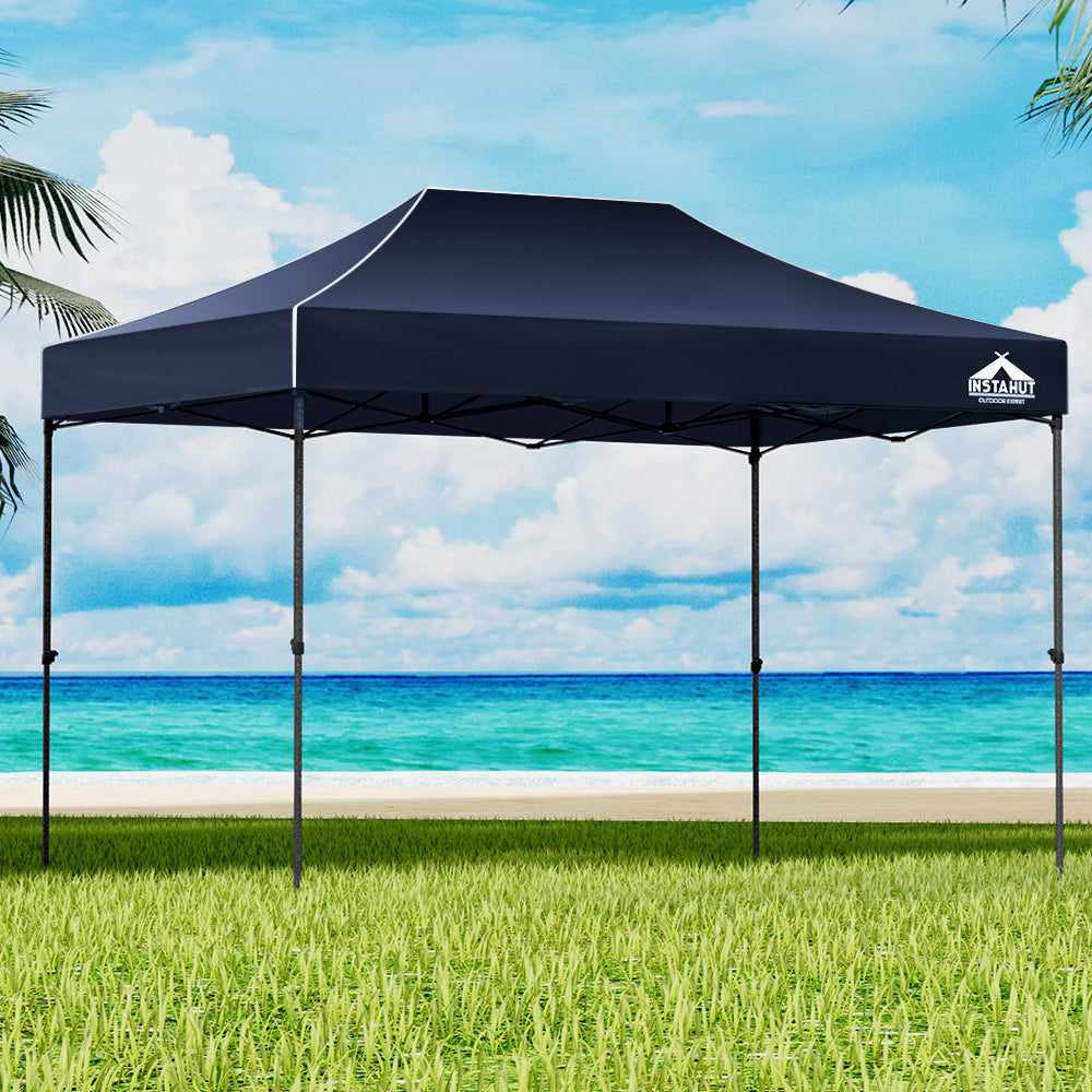 Canopies & Gazebos: Instahut Gazebo Pop Up Marquee 3x4.5m Folding Tent Camping 500D Oxford Navy