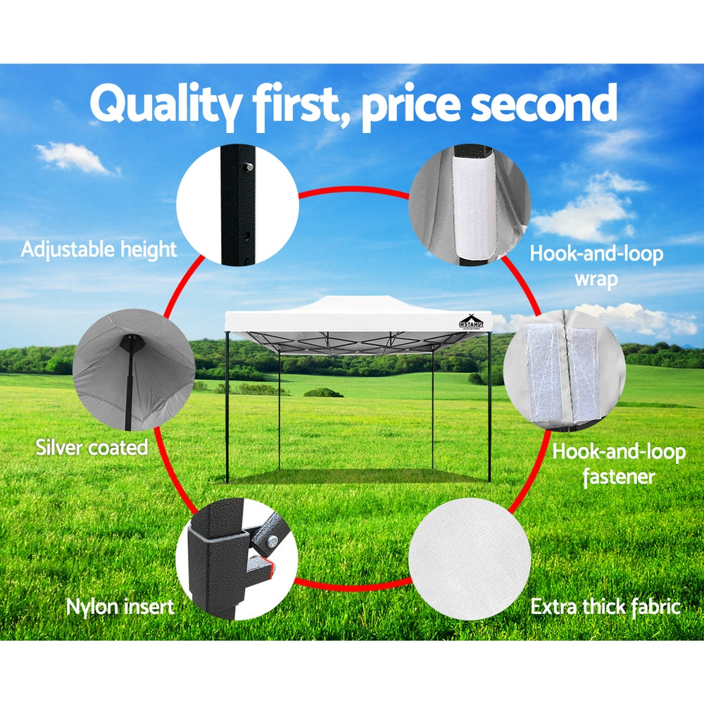 Canopies & Gazebos: Instahut Gazebo Pop Up Marquee 3x4.5 Folding Tent 500D Oxford Fabric White