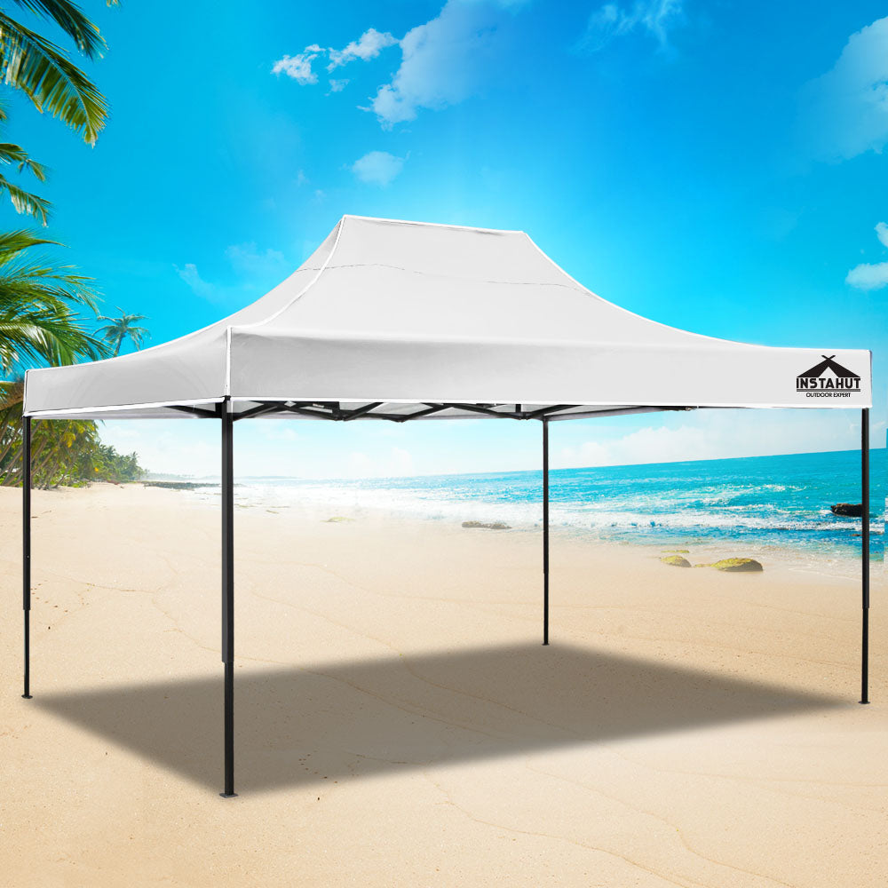 Canopies & Gazebos: Instahut Gazebo Pop Up Marquee 3x4.5 Folding Tent 500D Oxford Fabric White