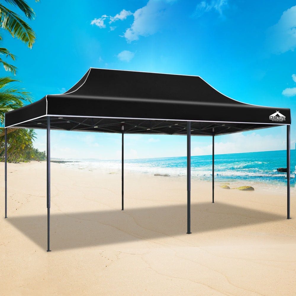 Canopies & Gazebos: Instahut Gazebo Pop Up Marquee 3x6 Folding Tent Wedding 500D Camping Black
