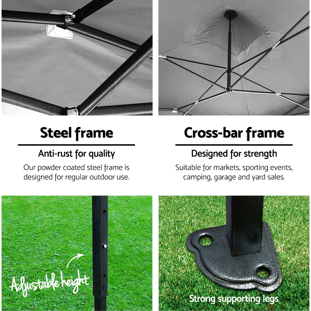 Canopies & Gazebos: Instahut Gazebo Pop Up Marquee 3x6 Folding Outdoor 500D Tent Base Pod Black