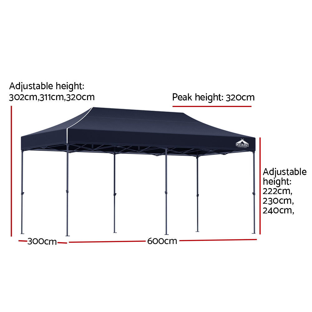 Canopies & Gazebos: Instahut Gazebo Pop Up Marquee 3x6 Folding Tent Wedding 500D Oxford Camping Navy