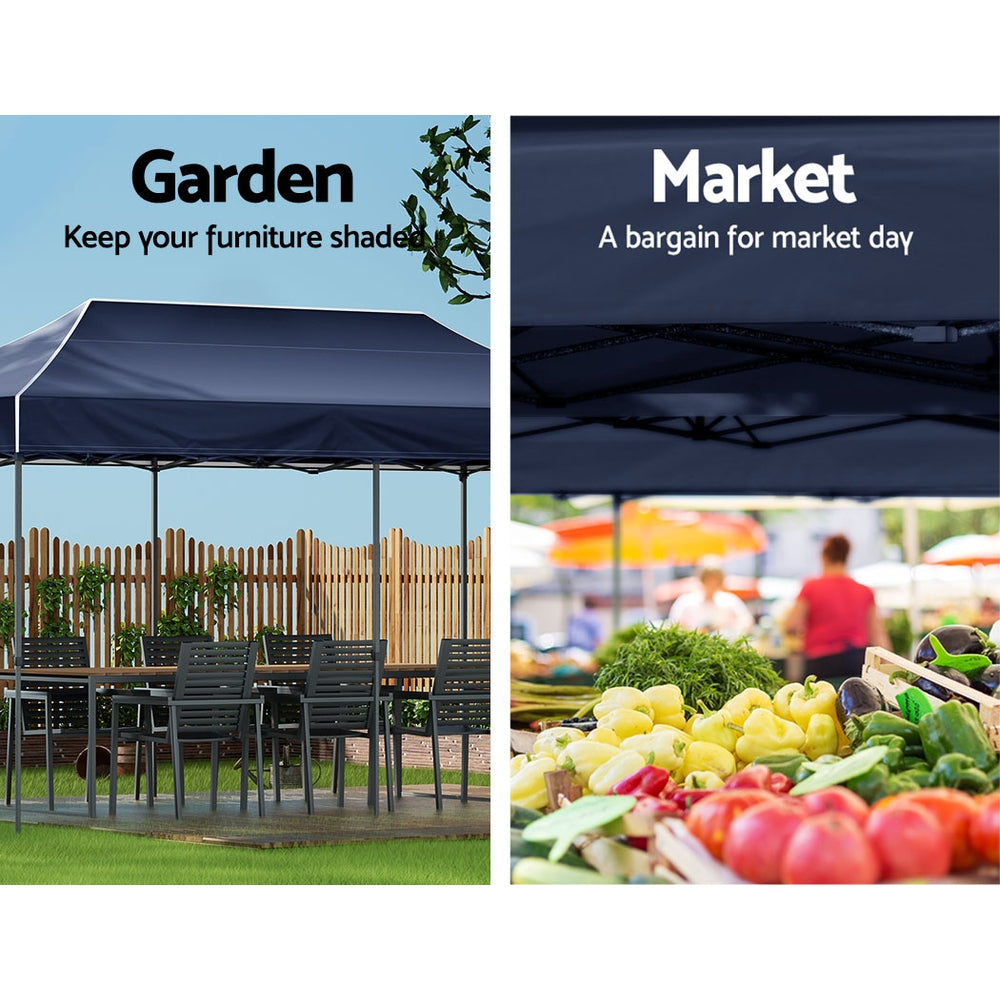 Canopies & Gazebos: Instahut Gazebo Pop Up Marquee 3x6 Folding Tent Wedding 500D Oxford Camping Navy