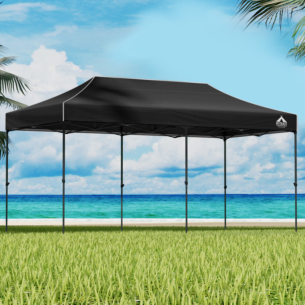 Canopies & Gazebos: Instahut Gazebo Pop Up 3x6m w/Base Podx4 Marquee Folding Outdoor Wedding Camping Tent Shade Canopy Navy
