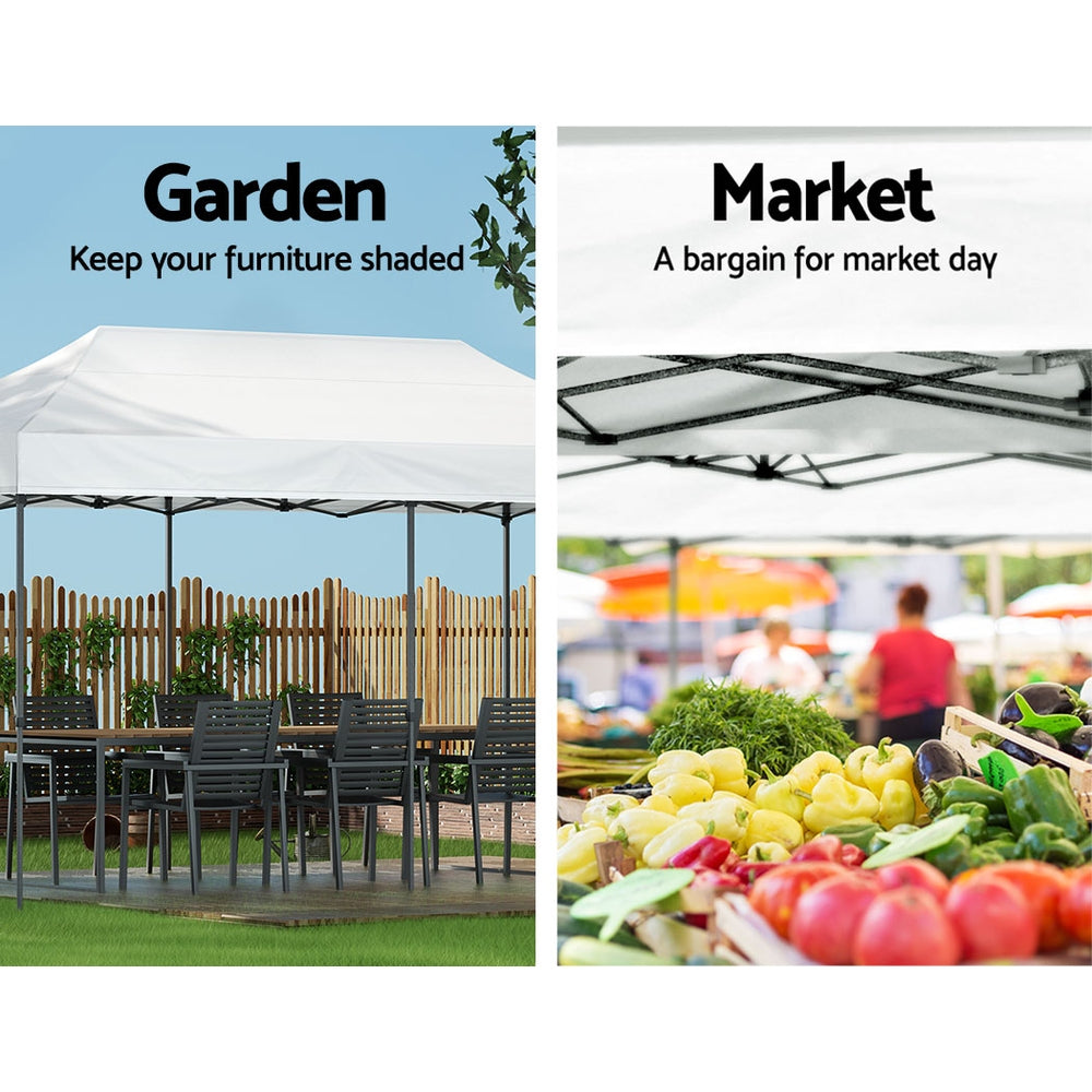 Canopies & Gazebos: Instahut Gazebo Pop Up Marquee 3x6 Folding Tent Wedding 500D Oxford Fabric White