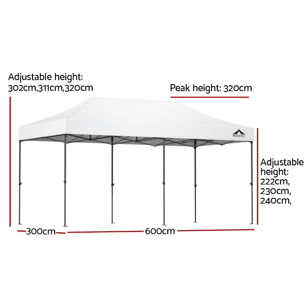 Canopies & Gazebos: Instahut Gazebo Pop Up Marquee 3x6 Folding 500D Wedding Tent Base Pod White