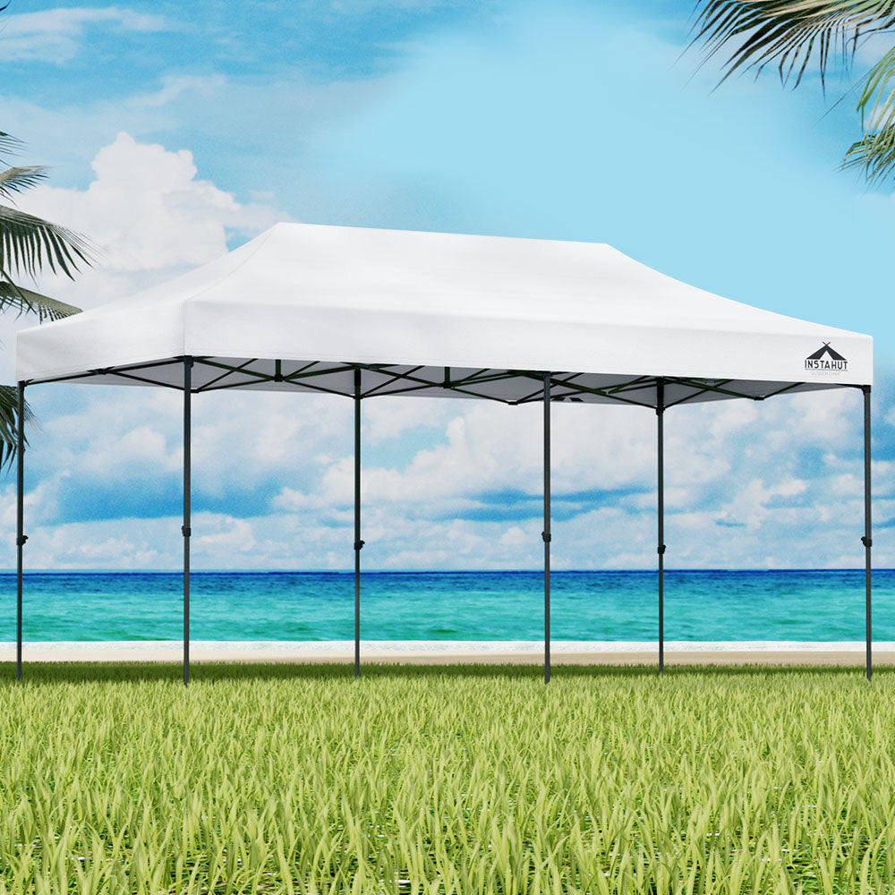 Canopies & Gazebos: Instahut Gazebo Pop Up Marquee 3x6 Folding 500D Wedding Tent Base Pod White