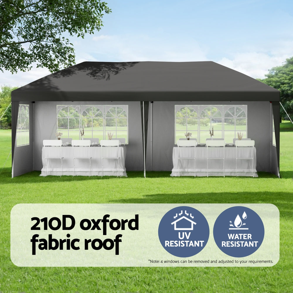 Canopies & Gazebos: Instahut Gazebo 3x6m Pop Up Marquee Wedding Party Outdoor Camping Canopy Grey