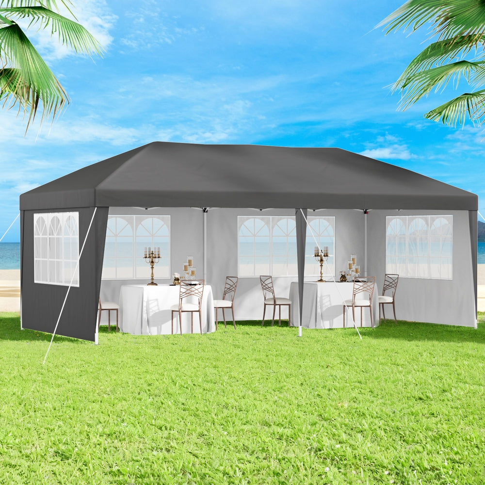 Canopies & Gazebos: Instahut Gazebo 3x6m Pop Up Marquee Wedding Party Outdoor Camping Canopy Grey