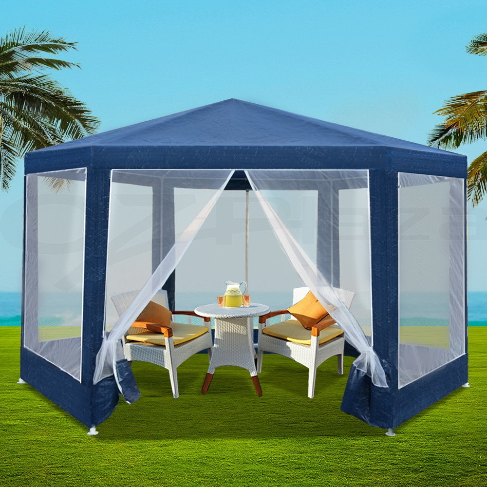 Canopies & Gazebos: Instahut Gazebo?2x2m Marquee Wedding Party Tent Outdoor Camping Mesh Wall Canopy Shade Gazebos Navy