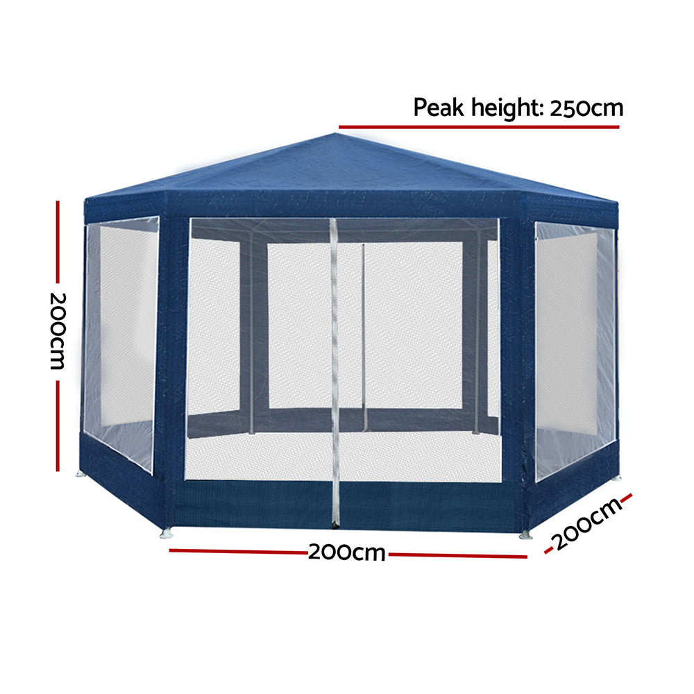 Canopies & Gazebos: Instahut Gazebo?2x2m Marquee Wedding Party Tent Outdoor Camping Mesh Wall Canopy Shade Gazebos Navy
