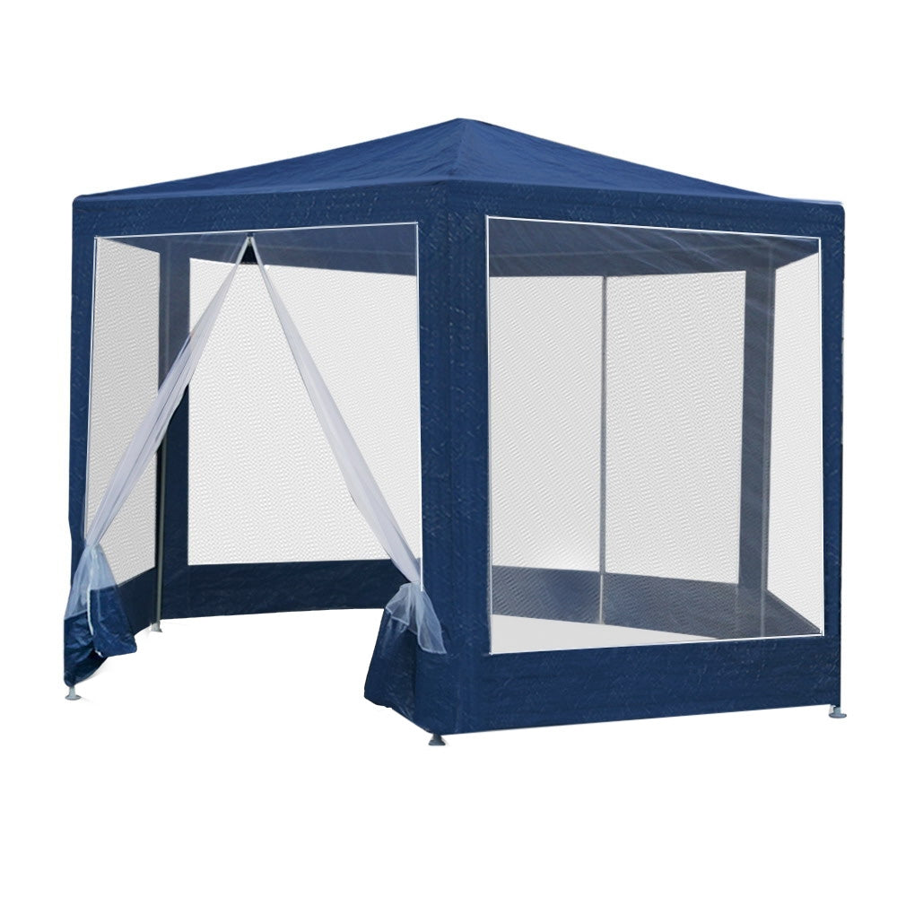 Canopies & Gazebos: Instahut Gazebo?2x2m Marquee Wedding Party Tent Outdoor Camping Mesh Wall Canopy Shade Gazebos Navy