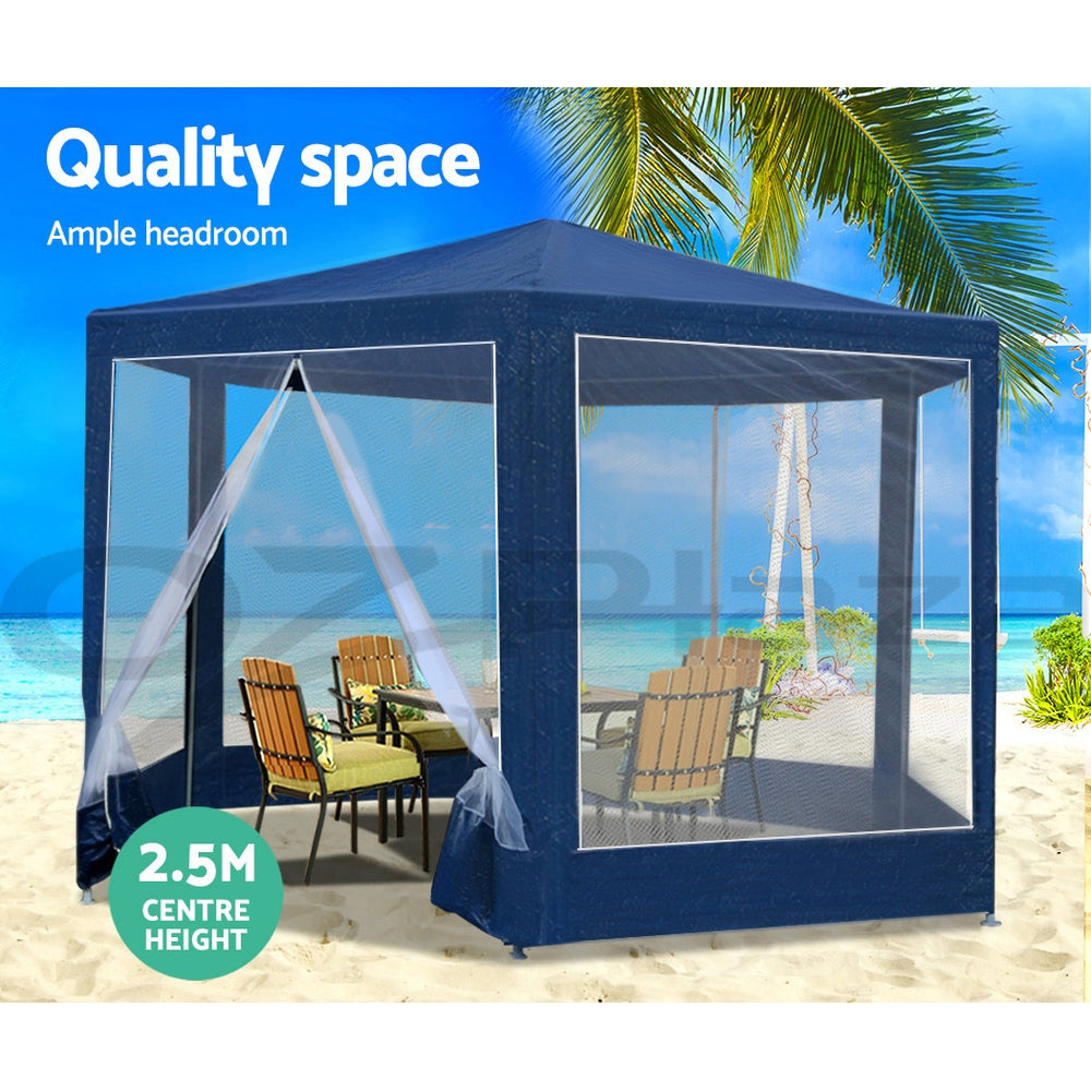 Canopies & Gazebos: Instahut Gazebo?2x2m Marquee Wedding Party Tent Outdoor Camping Mesh Wall Canopy Shade Gazebos Navy