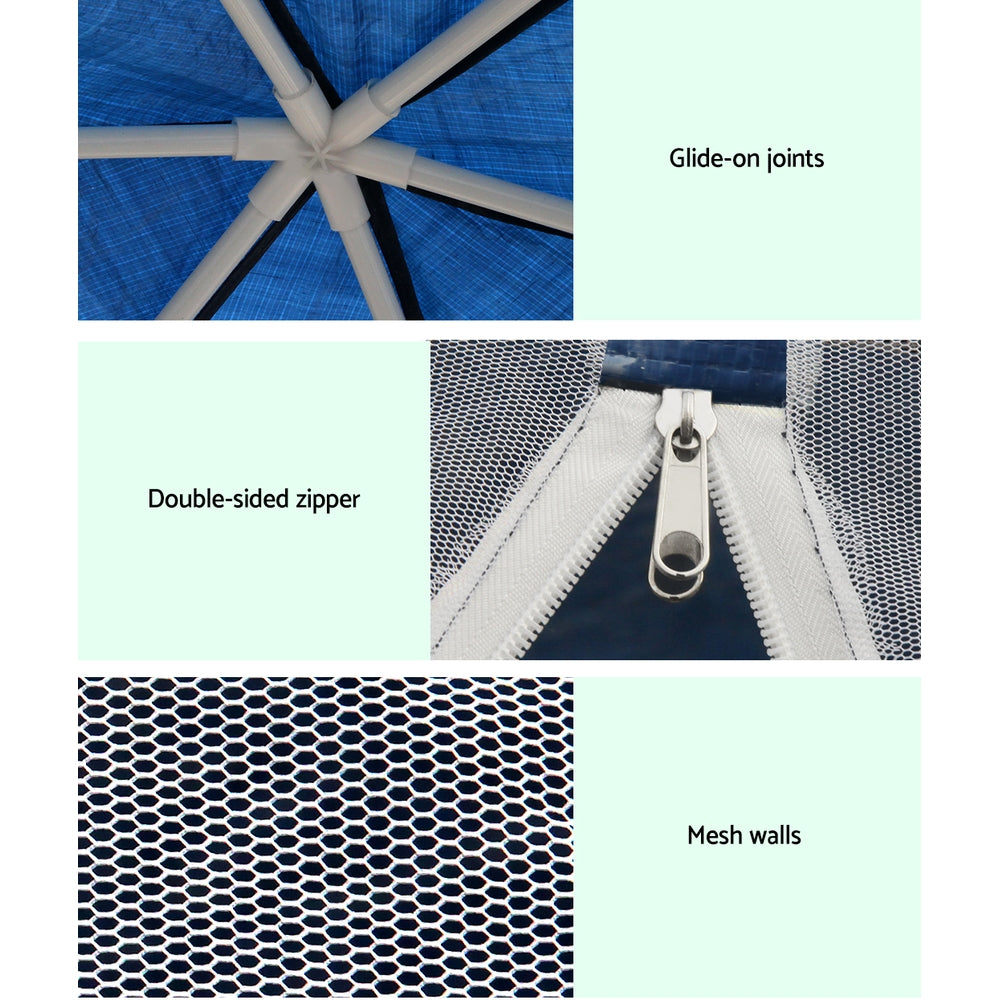 Canopies & Gazebos: Instahut Gazebo?2x2m Marquee Wedding Party Tent Outdoor Camping Mesh Wall Canopy Shade Gazebos Navy