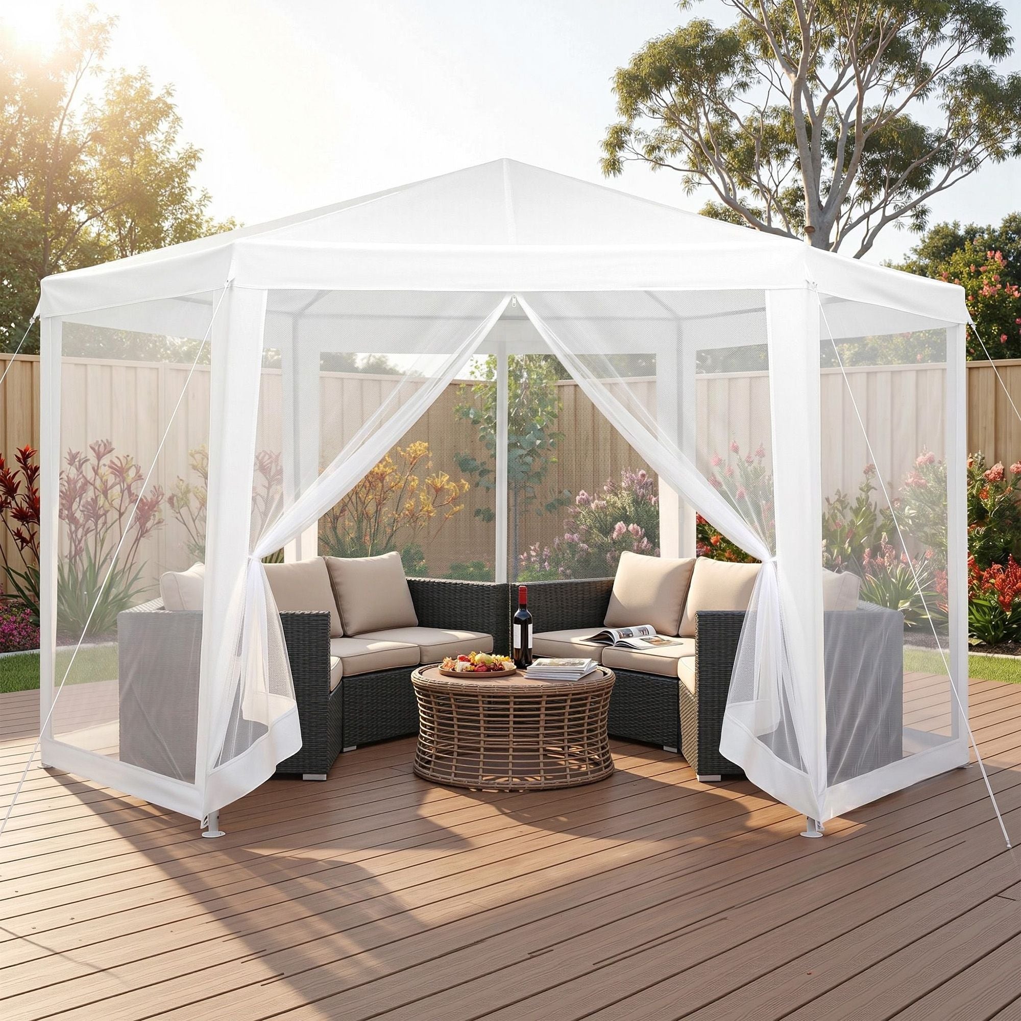 Instahut Gazebo?2x2m Marquee Wedding Party Tent Outdoor Camping Mesh Wall Canopy Shade Gazebos Navy