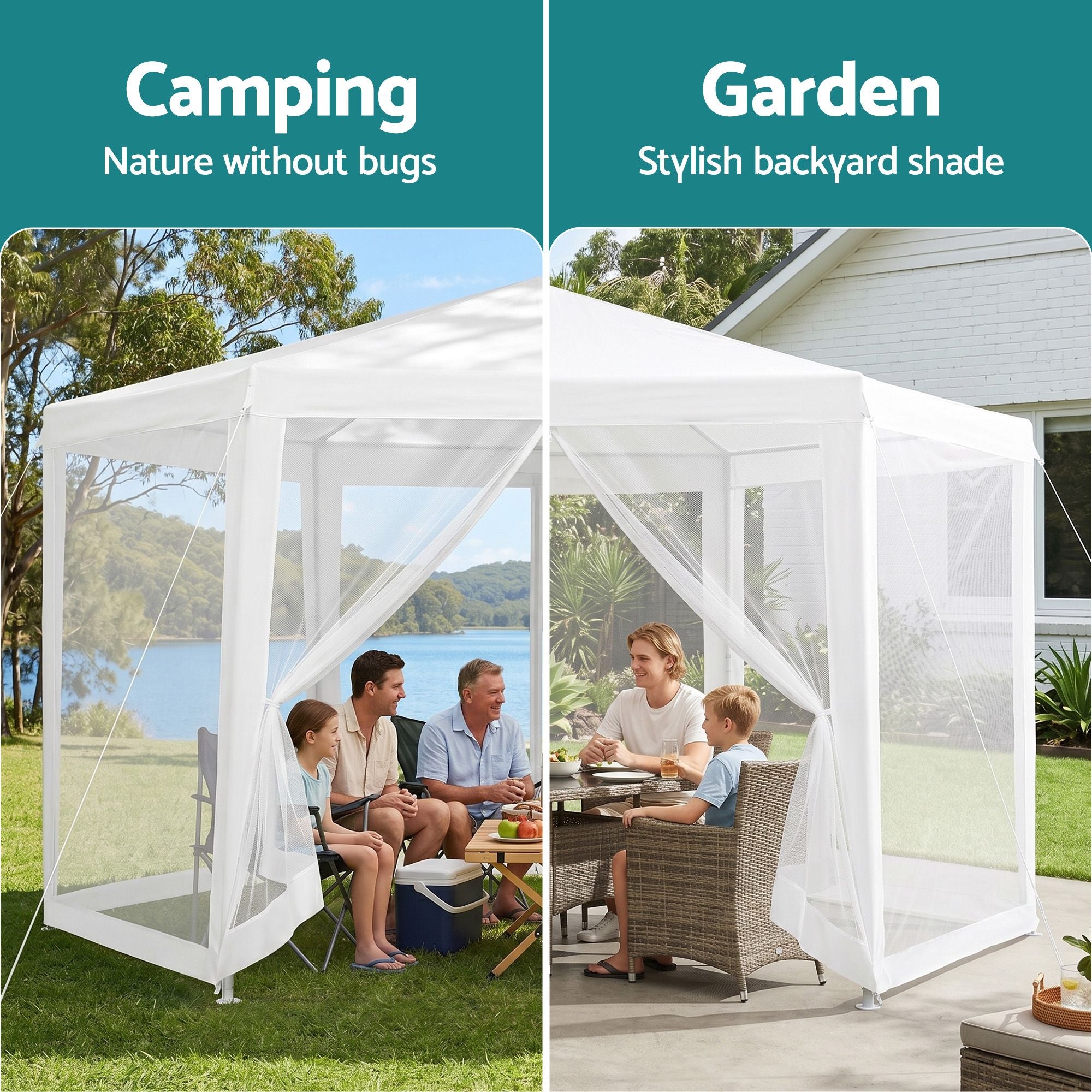 Instahut Gazebo?2x2m Marquee Wedding Party Tent Outdoor Camping Mesh Wall Canopy Shade Gazebos Navy
