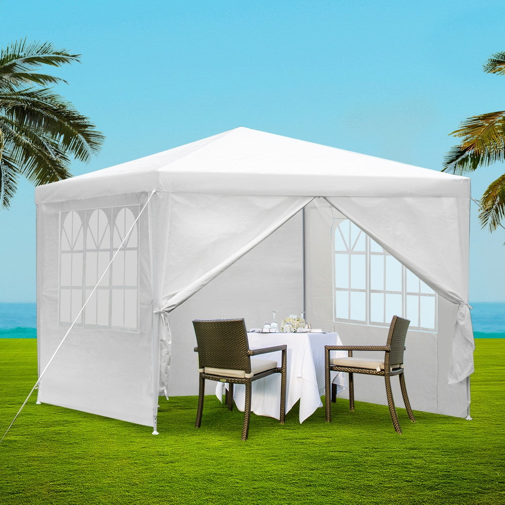 Canopies & Gazebos: Instahut Gazebo 3x3m Marquee Wedding Party Tent Outdoor Camping Side Wall Canopy Window Panel White