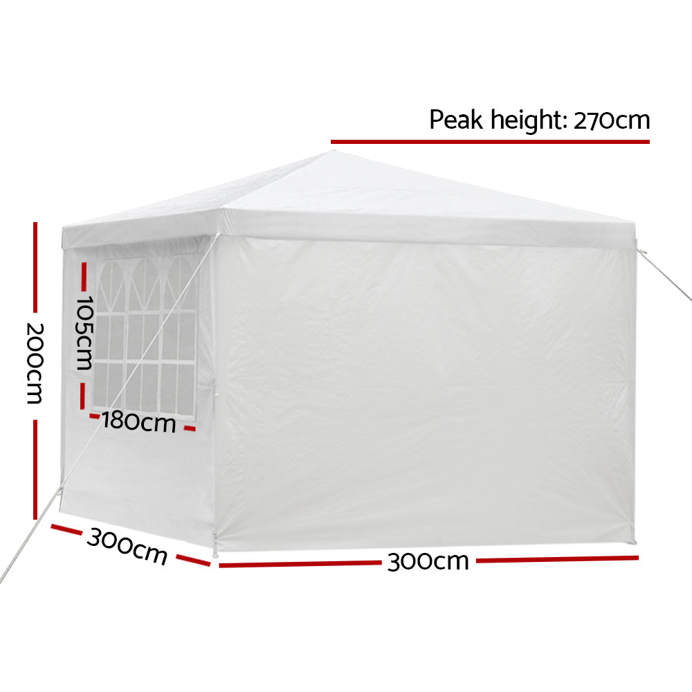 Canopies & Gazebos: Instahut Gazebo 3x3m Marquee Wedding Party Tent Outdoor Camping Side Wall Canopy Window Panel White