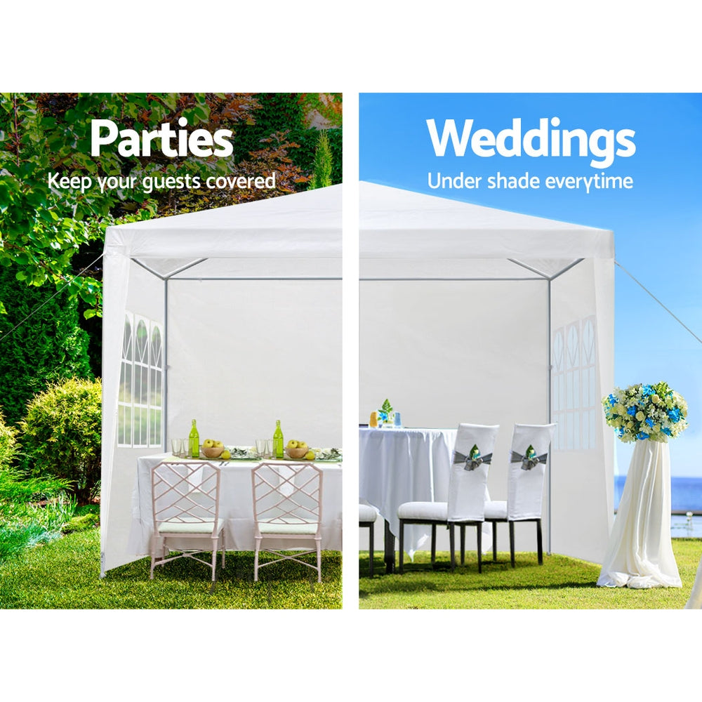 Canopies & Gazebos: Instahut Gazebo 3x3m Marquee Wedding Party Tent Outdoor Camping Side Wall Canopy Window Panel White