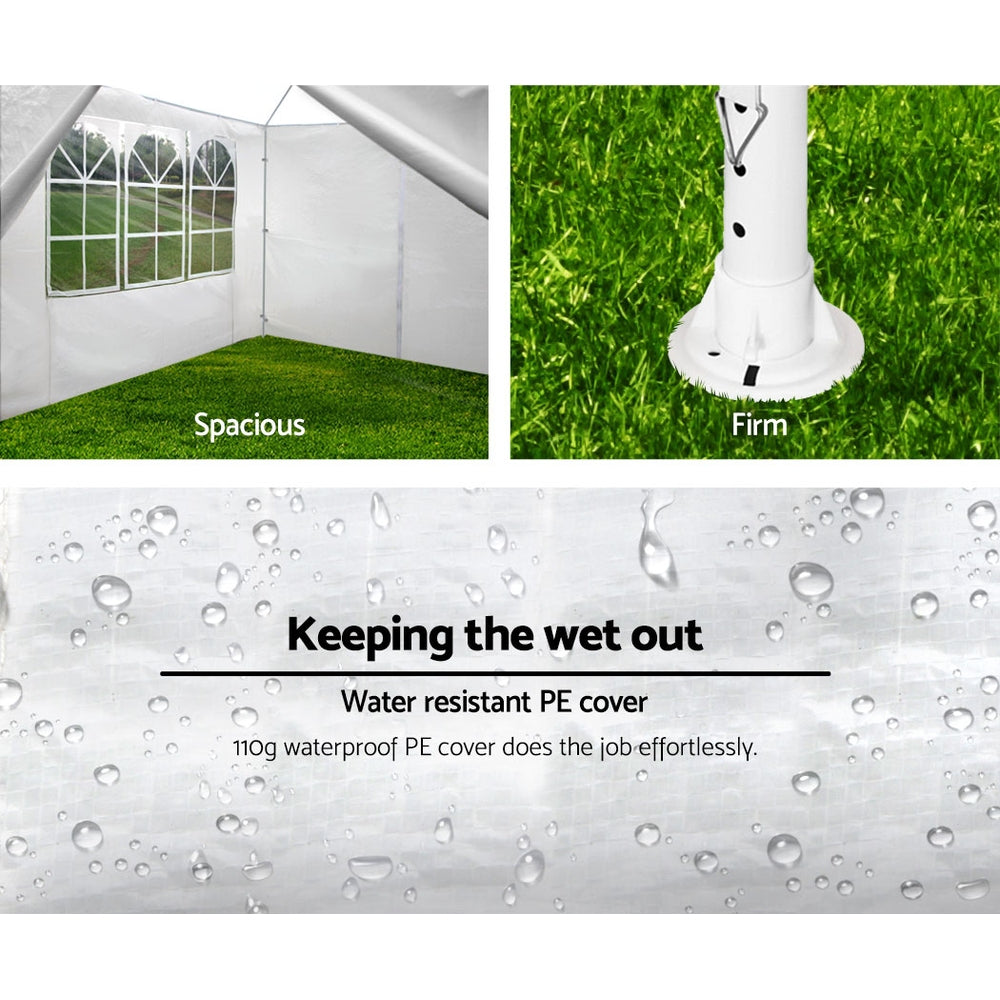 Canopies & Gazebos: Instahut Gazebo 3x3m Marquee Wedding Party Tent Outdoor Camping Side Wall Canopy Window Panel White