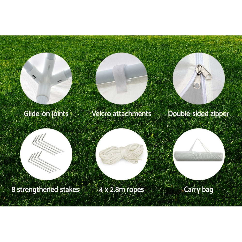 Canopies & Gazebos: Instahut Gazebo 3x3m Marquee Wedding Party Tent Outdoor Camping Side Wall Canopy Window Panel White