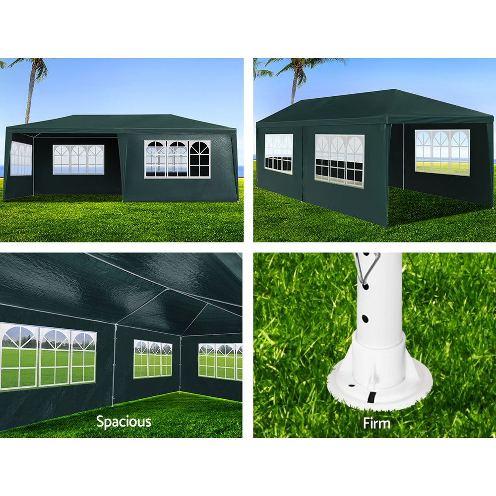 Canopies & Gazebos: Instahut Gazebo 3x6m Marquee Wedding Party Tent Outdoor Camping Side Wall Canopy 4 Panel Green