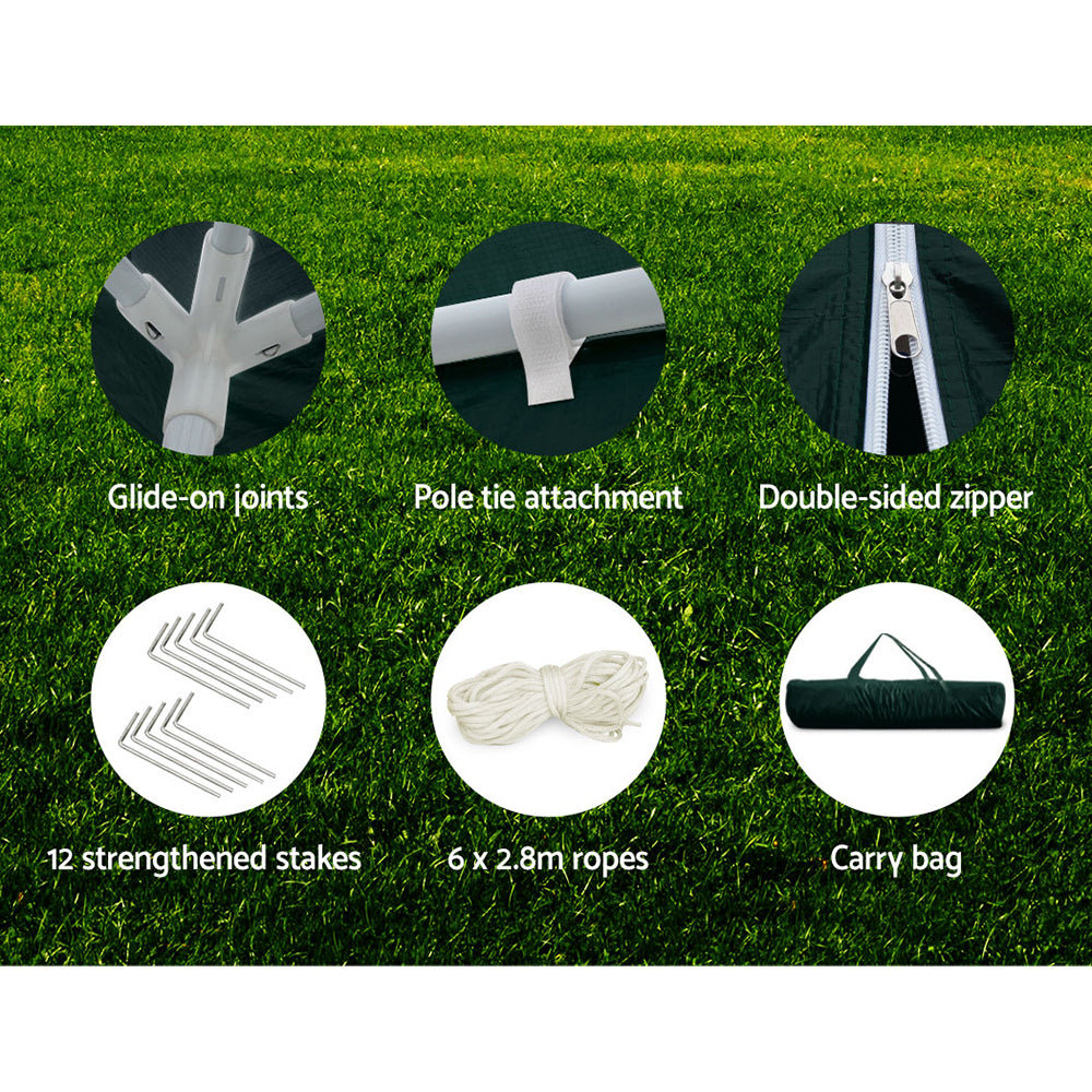 Canopies & Gazebos: Instahut Gazebo 3x6m Marquee Wedding Party Tent Outdoor Camping Side Wall Canopy 4 Panel Green