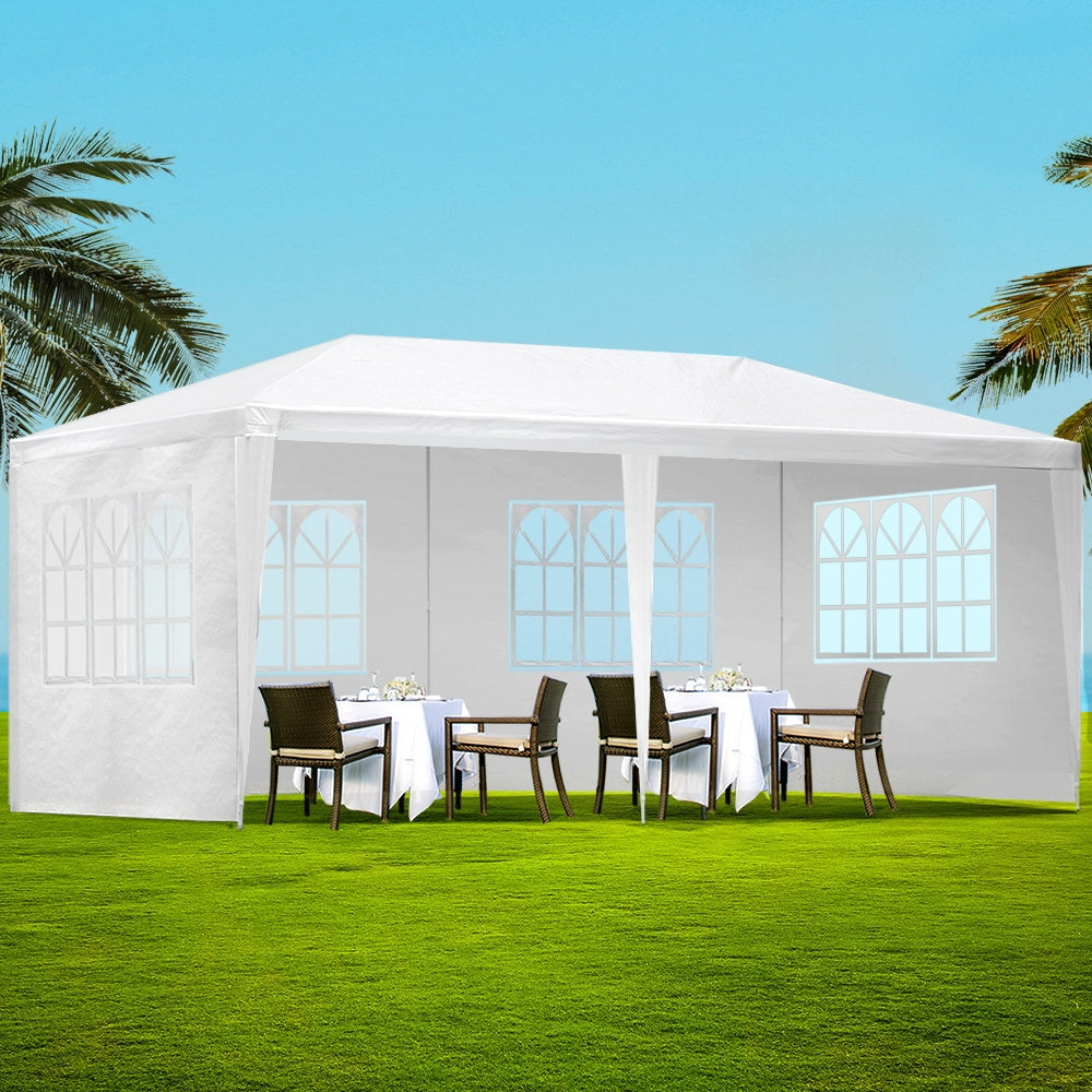 Canopies & Gazebos: Instahut Gazebo 3x6m Marquee Wedding Party Tent Outdoor Camping Side Wall Canopy 4 Panel White