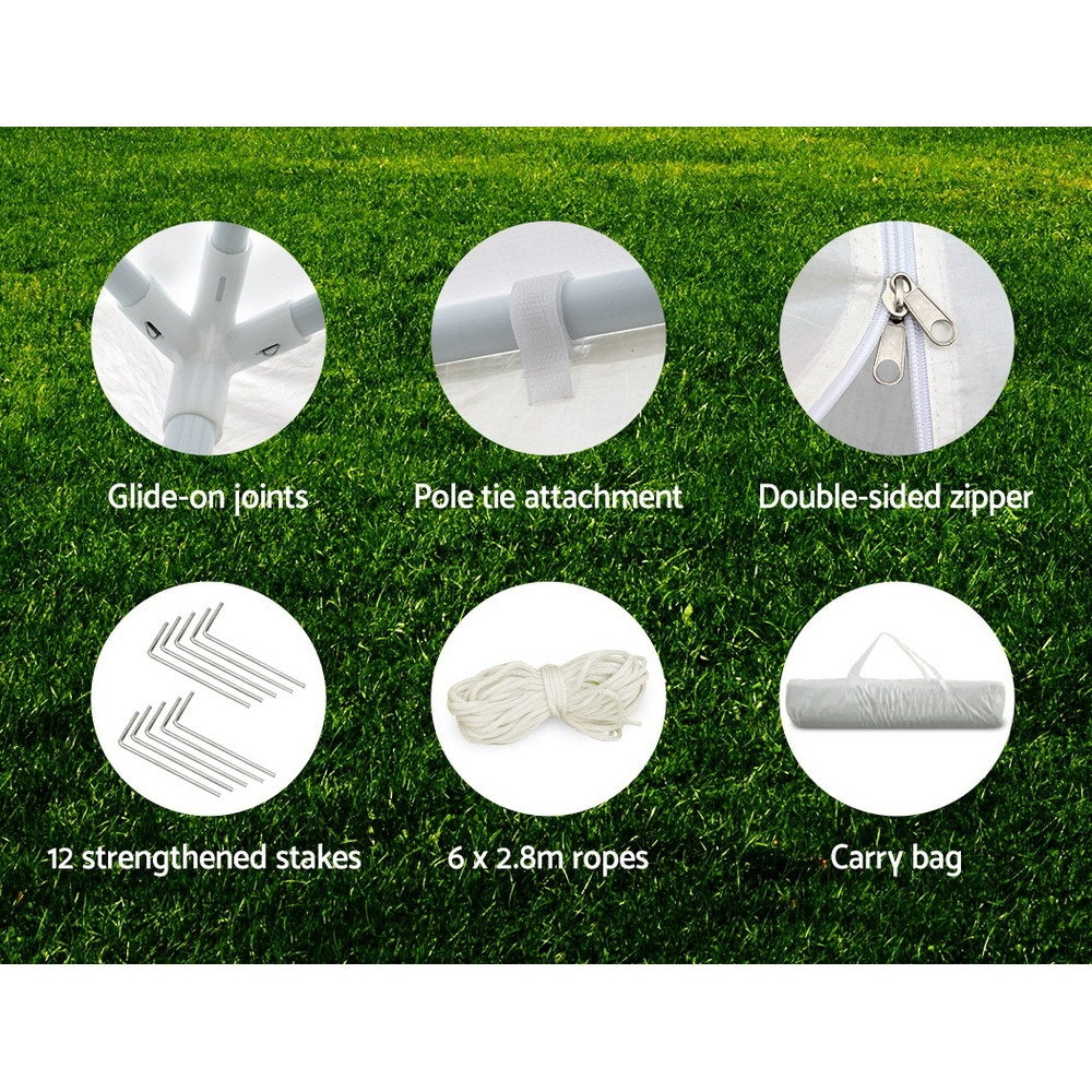 Canopies & Gazebos: Instahut Gazebo 3x6m Marquee Wedding Party Tent Outdoor Camping Side Wall Canopy 4 Panel White