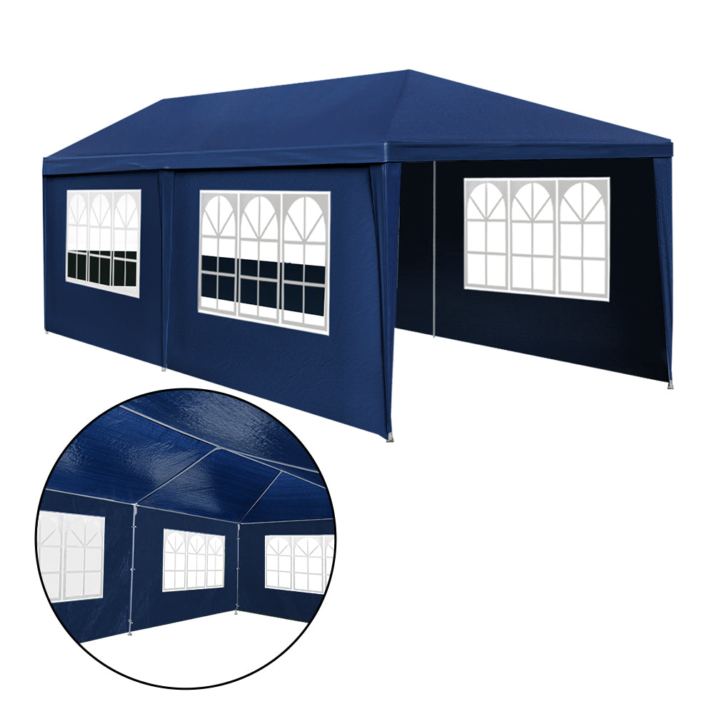 Canopies & Gazebos: Instahut Gazebo 3x6m Marquee Wedding Party Tent Outdoor Camping Side Wall Canopy 6 Panel Blue