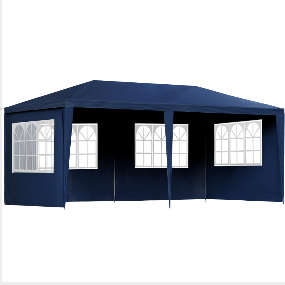Canopies & Gazebos: Instahut Gazebo 3x6m Marquee Wedding Party Tent Outdoor Camping Side Wall Canopy 6 Panel Blue