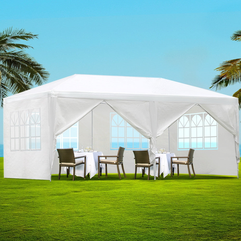 Canopies & Gazebos: Instahut Gazebo 3x6m Marquee Wedding Party Tent Outdoor Camping Side Wall Canopy 6 Panel White