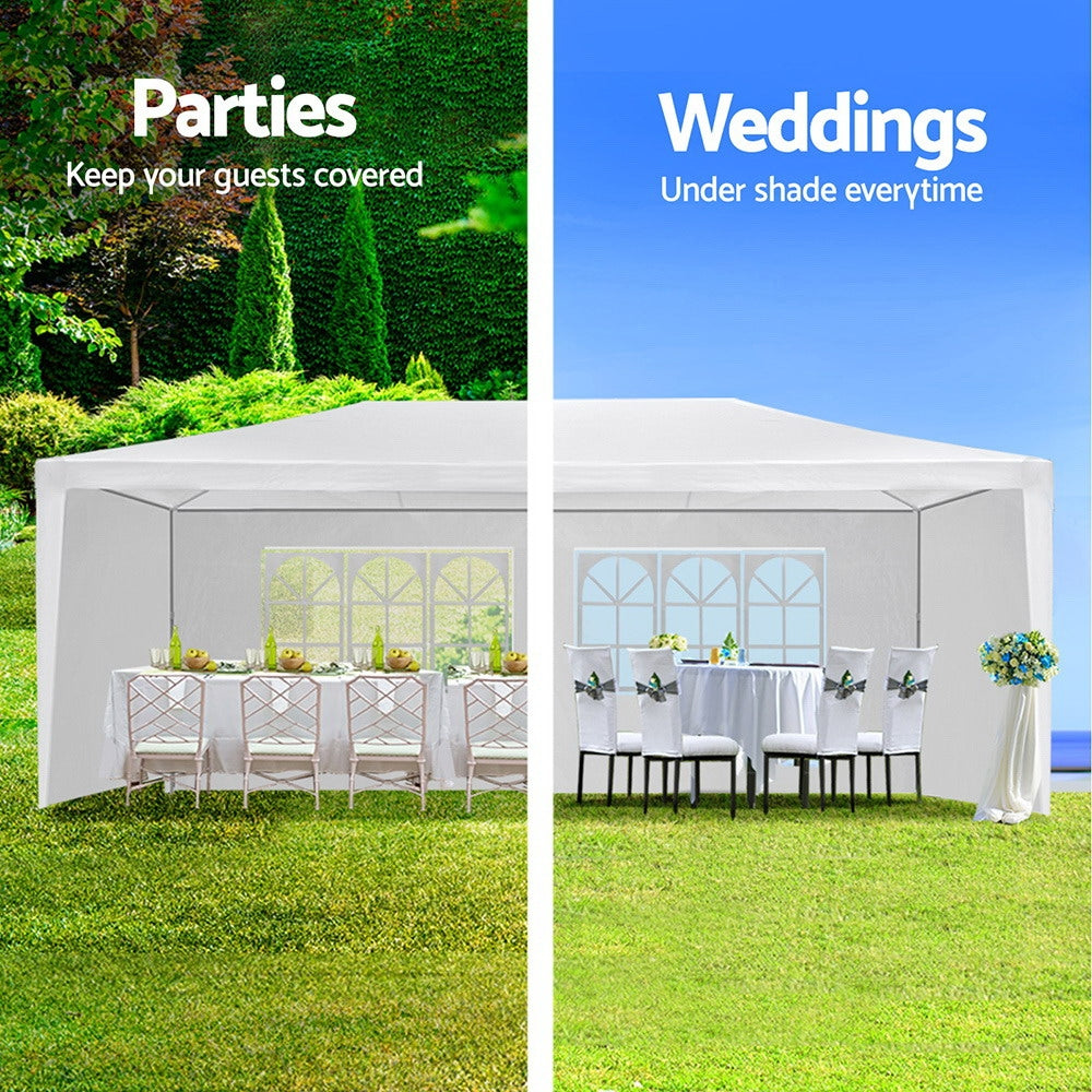 Canopies & Gazebos: Instahut Gazebo 3x6m Marquee Wedding Party Tent Outdoor Camping Side Wall Canopy 6 Panel White