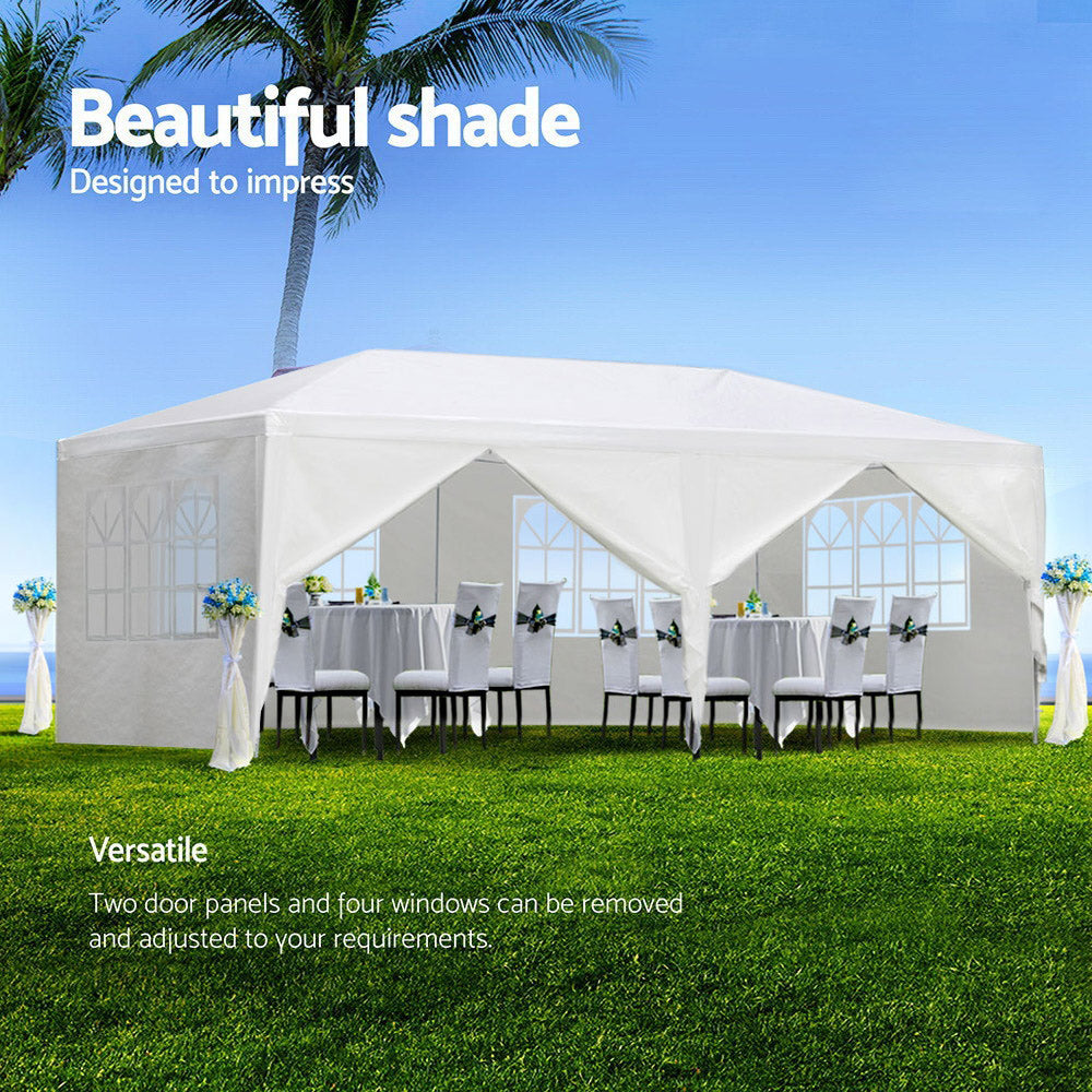 Canopies & Gazebos: Instahut Gazebo 3x6m Marquee Wedding Party Tent Outdoor Camping Side Wall Canopy 6 Panel White