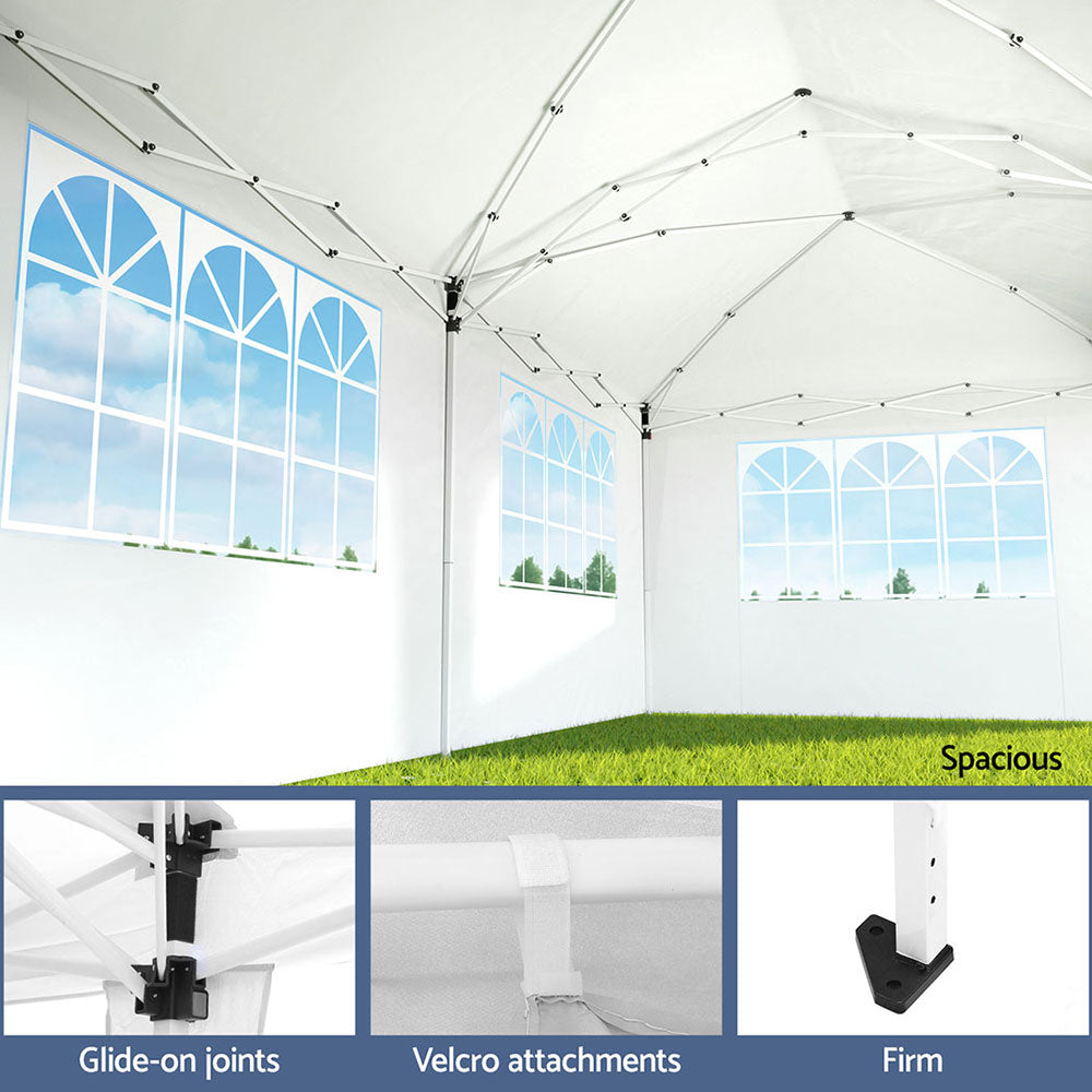 Canopies & Gazebos: Instahut Gazebo Pop Up Marquee 3x6m Wedding Party Outdoor Camping Tent Canopy Side Wall White