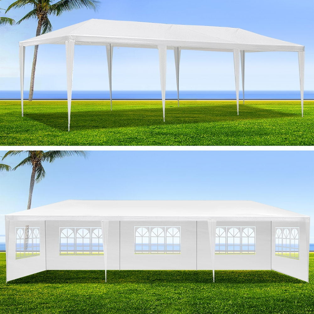 Canopies & Gazebos: Instahut Gazebo 3x9m Marquee Wedding Party Tent Outdoor Camping Side Wall Canopy 5 Panel White