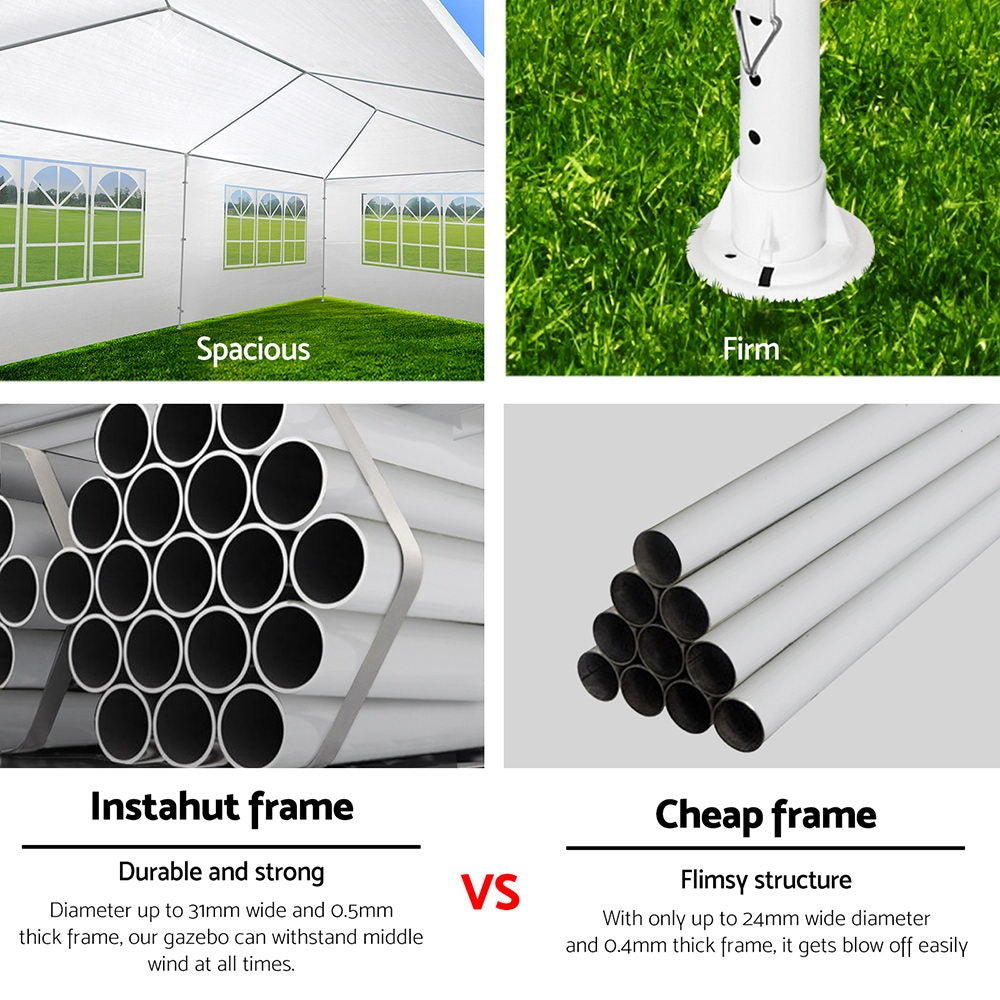 Canopies & Gazebos: Instahut Gazebo 3x9m Marquee Wedding Party Tent Outdoor Camping Side Wall Canopy 5 Panel White