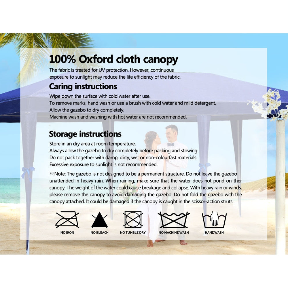 Canopies & Gazebos: Instahut Gazebo 3x9m Marquee Wedding Party Tent Outdoor Camping Side Wall Canopy 8 Panel Blue