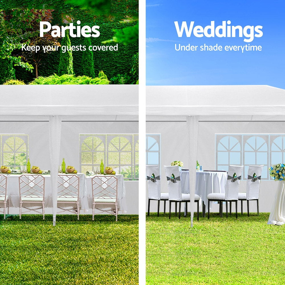 Canopies & Gazebos: Instahut Gazebo 3x9m Marquee Wedding Party Tent Outdoor Camping Side Wall Canopy 8 Panel White