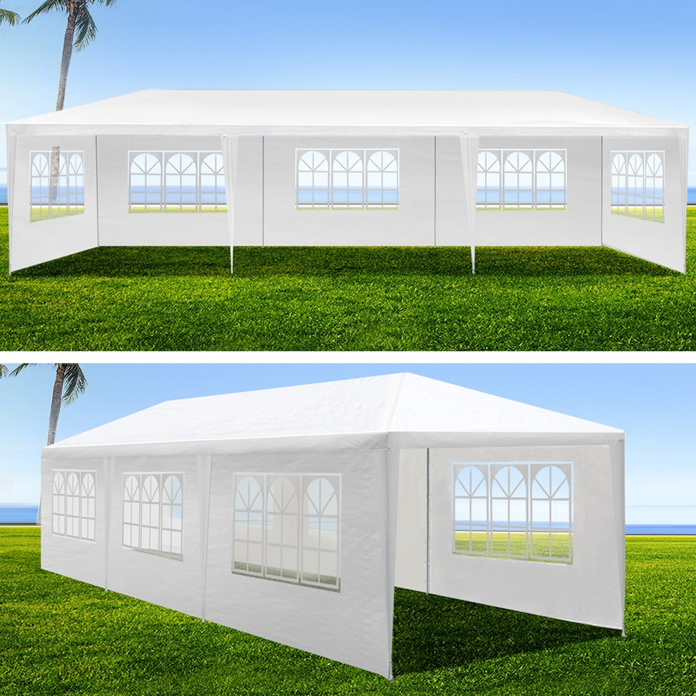 Canopies & Gazebos: Instahut Gazebo 3x9m Marquee Wedding Party Tent Outdoor Camping Side Wall Canopy 8 Panel White